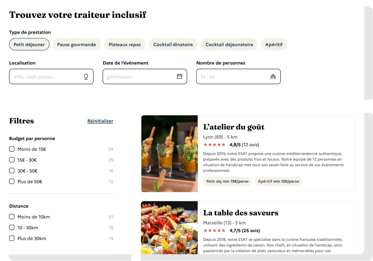 Aperçu du catalogue traiteur